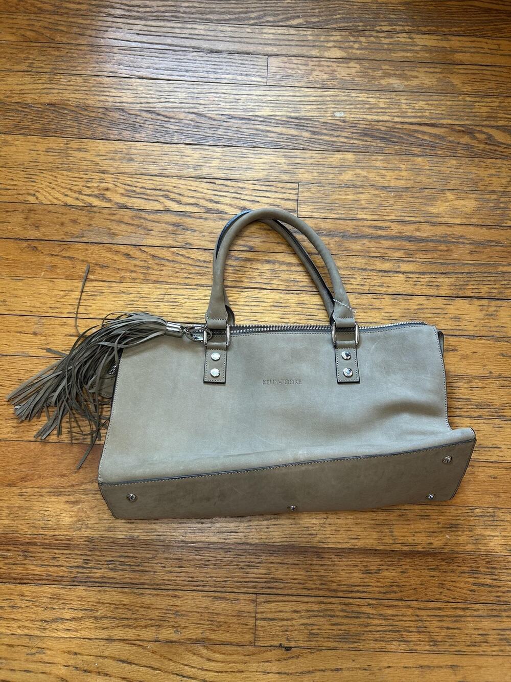 Kelly Tooke Suede Satchel Womens Large Fringe Tassel Handbag Purse Tote Bag